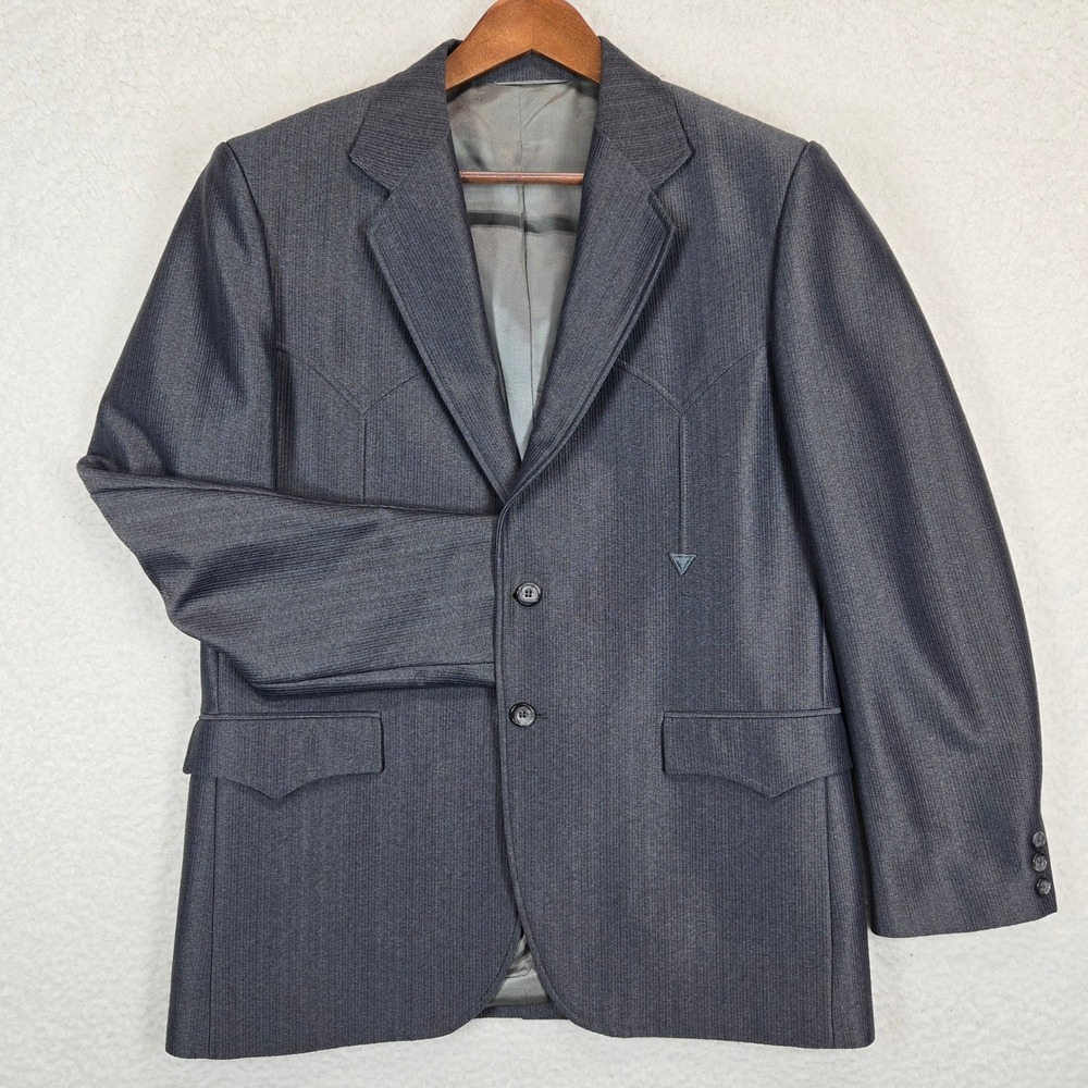 Circle S Mens Western Blazer 42R Gray Ranch Sport Coat Yoke Arrowhead USA Made